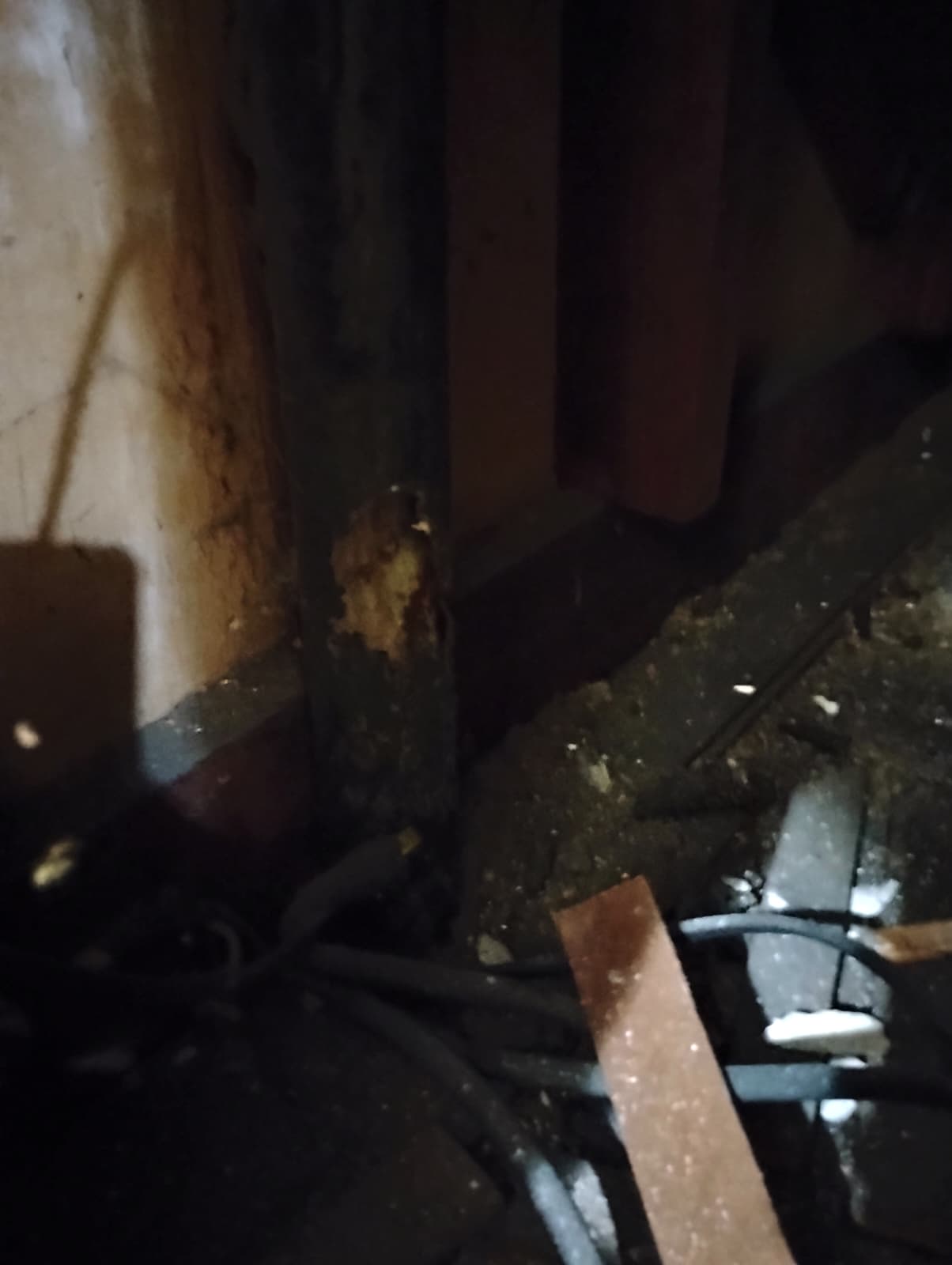 Original wall cavity exposed during demolition
